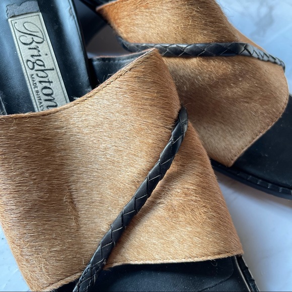 Brighton Tan and Black Heeled Mules - Picture 6 of 7